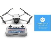 DJI Mini 3 Pro (DJI Smart RC versija), ieskaitot aprūpes atsvaidzināšanas 1 gada aizsardzības paketi, viegls salokāms kameras drons ar 4K/60fps video, 48MP, 34 min lidojuma laiks, zem 249 g, drons prasīgiem cilvēkiem