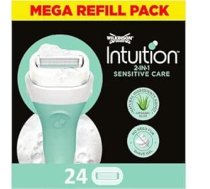 WILKINSON SWORD - Intuition Sensitive Care sievietēm | Skūšanās želeja nav nepieciešama | 24 skuvekļu asmeņu uzpildes komplekts