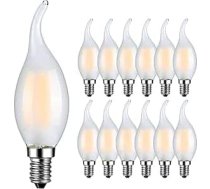 RANBOO E14 LED spuldze 6 W, aizstāj 60 W, 2700 K silti balta, 600 lūmeni, sveces formā, ideāli piemērota lustrām, kvēlspuldzes stils, bez apgaismojuma, matēts stikls, 12 gab. iepakojumā