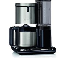 Bosch Styline TKA8A683 Filtrēšanas kafijas automāts, aromāta sensors, nerūsējošā tērauda termokrūze 1,1 l, 8-12 tasītēm, automātiskā izslēgšanās, atkaļķošanas sistēma, pilienu aizbāzni, noņemama ūdens tvertne (1 l), 1100 W, melns,