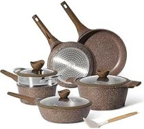 Just Perfecto Indukcijas pannu komplekts un pannu komplekts - Pannu komplekts ar vāku - Katlu un pannu komplekti - Katlu un pannu komplekts bez PTFE un Pfoa - Katlu un pannu komplekts no alumīnija ar neslīdošu pārklājumu 14 gab.