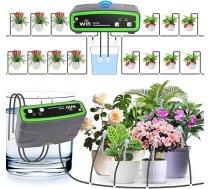 GuKKK WiFi WiFi automātiskā apūdeņošanas sistēma ar dubulto sūkni, DIY pilienveida apūdeņošanas komplekts, ko kontrolē ar lietotnes starpniecību, dārza apūdeņošanas sistēma ar automātisko/rokas/trokšņo režīmu balkoniem, podos augoši