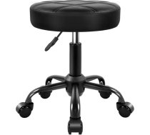 KKTONER Rolling Stool krēsls PU ādas augstuma regulējams apaļš krēsls ar riteņiem Krēsls salonam Spa Zīmēšanas mazs (melns)