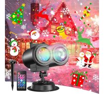Macchiatto Helovīna projektors, 2-in-1 sniega pārslas projektora gaisma ar tālvadības pulti LED projekcijas lampa āra iekštelpās ar 20 pārslēdzamiem modeļiem 10 krāsās Ūdens viļņu efekts Helovīna ballītei