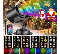 LED projektors Ziemassvētki Āra 2-in-1 LED projekcijas lampa Ziemassvētki ārā ar tālvadības pulti 12 pārslēdzami modeļi 10 krāsas Ūdens viļņa efekts ballītei