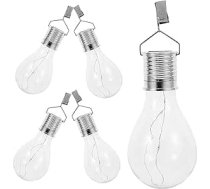 5 Stück Solar Hängelampen Transparent LED Gartenleuchten mit Integriertem Solarpanel Klemmsystem Wetterfest für Außenbereich und Partydekoration