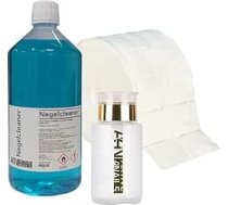 aktive4Nails nagu tīrīšanas līdzekļu komplekts 1000 ml + pudele ar dozatoru ar sūkni 160 ml + 500 celulozes plāksnītes 70% izopropanols - spirts - nagu tīrīšanas līdzeklis (Basic Blue)