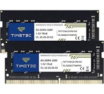 Timetec 16GB komplekts (2x8GB) DDR4 3200MHz (DDR4-3200) PC4-25600 Non-ECC Unbuffered 1.2V CL22 1Rx8 Single Rank 260 Pin SODIMM AMD un Intel spēļu portatīvo datoru datoriem DDR4 3200MHz (DDR4-3200) DDR4-25600 Ne-ECC 1.2V CL22 1Rx8 Single Rank 260 Pin SO