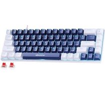 abucow 60% mehāniskā tastatūra ar zilu fona apgaismojumu, 81 taustiņš, spēļu tastatūra, gaiši zili/balti taustiņu vāciņi - sarkani slēdži augstākās kvalitātes uzgaļiem un spēļu pieredzei (gaiši zila/balta)