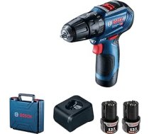 Bosch Professional GSB 12V-30 12V sistēmas bezvadu āmururbis (ieskaitot 2 x 2,0Ah akumulatoru, ātro lādētāju GAL 12V-40, Craftsman koferī)