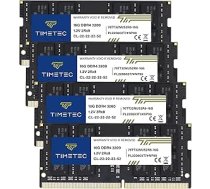 Timetec 64GB komplekts (4x16GB) DDR4 3200MHz (DDR4-3200) PC4-25600 Non-ECC Unbuffered 1.2V CL22 2Rx8 Dual Rank 260 Pin SODIMM AMD un Intel spēļu portatīvo datoru datoriem DDR4 3200MHz (DDR4-3200)