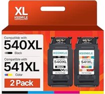 KEENKLE PG-540 XL CL-541 XL atjaunota tintes kasetne, kas saderīga ar Canon printeru kasetnēm 540 541 Pixma TS5150 MG3650 MG3600 MG4250 MX475 MX375 MX535 MG3150 MG3500 (1 melna, 1 krāsaina)