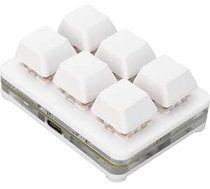 6 taustiņu spēļu tastatūra, USB maza tastatūra, programmējama makro tastatūra, mehāniskā RGB tastatūra, 6 taustiņi, USB datorklaviatūra ar vienu roku, spēļu birojam (balta)