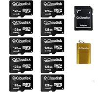 Micro SD karte Maza ietilpība 10 Pack 128MB (ne GB) ar Micro SD adaptera karšu lasītāju Atmiņas karte maziem datiem, failiem, reklāmai vai veicināšanai (pārāk maza visiem video)