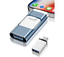 USB zibatmiņas karte iPhone 128 GB, nav nepieciešama lietotne, 4-in-1 atmiņas karte iPhone / iPad / Android / PC, zibatmiņas disks ar plug and play dublējumkopiju fotogrāfijām un video, ātra pārsūtīšana (128 GB)