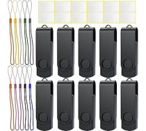 Uflatek 10 gab. 16 GB zibatmiņas disks melns USB 2.0 Memory Stick Swivel Foldable Flash Drive ātrgaitas metāla pildspalvu diski ārējā datu glabāšana ar aukliņām