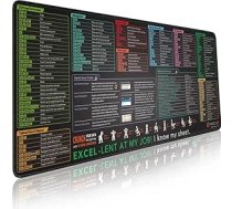 Excel peles paklājs, peles paklājs, liels 80 x 30 cm, Excel Shortcuts galda paklājs, Excel tastatūras saīsnes, spēļu peles paklājs, XL neslīdošs mērķis paklājs birojam un mājai, uzlabo ātrumu