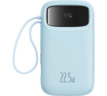 Powerbank Qpow2 20000mAh 22,5W ar displeju USB-C iPhone Lightning kabeļi - zils
