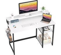 GreenForest 100 x 50 cm balts rakstāmgalds ar plauktu un monitoru statni, mazs sekretāra galds, balts, biroja galds mājas birojam, balts