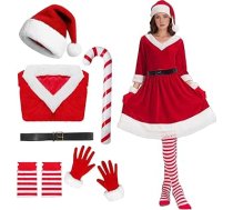 Sieviešu Santa Claus kleita Santa Claus sieviete Ziemassvētku kostīmi Velvet josta cepure cimdi puse Cosplay
