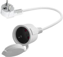 Balts maiņstrāvas pagarinātājs Schuko, 3 x 1,5 mm², 16 A 250 V, IP44, īss, mājām, birojiem, lietošanai ārpus telpām (balts, 90 grādi, 0.3)