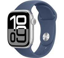 Apple Watch Series 10 (GPS, 42 mm) alumīnija korpuss sudraba krāsā un sporta siksniņa džinsa krāsā, S/M (Atjaunots)