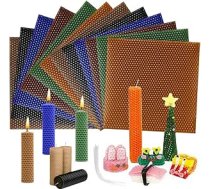Bišu vaska sveču komplekts DIY, bišu vaska sveču izgatavošanas komplekts, bišu vaska lapas sveču izgatavošanai ar kokvilnas daktu, bišu vaska sveču komplekts DIY pieaugušajiem bērniem (komplekts C-12 gab.)