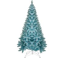 SHATCHI Flocked Blue Ziemassvētku eglīte Sniegains Mākslīgā priedes koksnes salokāms metāla statīvs 308 Tips Hinged filiāles Sniegains krūmveida Luksusa svētku rotājums