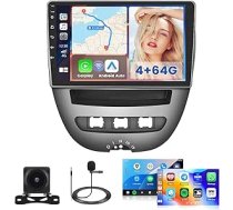Hikity Auto Radio Android 15 priekš Peugeot 107/Toyota Aygo/Citroen C1 2004-2014, 4GB+64GB, 2-DIN Auto Stereo ar Wireless Carplay, Android Car, 10 collu Touchscreen GPS WiFi FM/RDS 32EQ atpakaļgaitas kamera