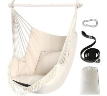 Chihee Hanging Chair Hanging Swing Maksimālais 500 mārciņas ietver 2 spilveni Tērauda izkliedētāja stienis ar metāla Pārnēsājams piekaramais krēsls sānu kabata Liels makrame bohēmas krēsls iekštelpās ārā