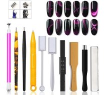 JERCLITY Pack of 10 Cat Eye Magnet for Nails, Double Head Flower Design, Nail Magnet Pildspalvas, Magnētiskā Stick, Multifunctional Magnetic Board, 3D Magnet for Cat Eye Gel Polish, DIY Nail Art