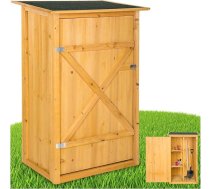 tectake® Koka dārza skapis, āra skapis, izturīgs pret laikapstākļiem, 75 x 56 x 118 cm, instrumentu skapis ar 2 plauktiem, terases skapis, balkona skapis, instrumentu nojume, dārza mēbeles