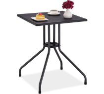 Relaxdays dārza galds HBD 75 x 61 x 61 cm Balkona galds Koka efekta plastmasas metāla terases galds Square Black