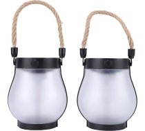 CHICIRIS Pack of 2 Solar Lantern Outdoor Lights, ūdensizturīgas kaņepju virves laternas ar mirgojošas liesmas efektu, USB uzlādējamas un ar saules enerģiju dārzam un terasei