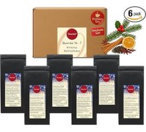 Quertee Nr. 7 Tējas dāvana Ziemassvētkiem 6 x 50 g Ziemas tēja Ziemassvētku tēja ar šķirnēm Vanilja citrons, Sniega cepure, Citronu čajs, Kamīna stunda, Ziemas mandele, Ābolu mandele kanēlis (300 g)