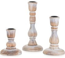 NUPTIO Koka sveču turētājs Taper Candle: Svečturi: 3 baltas retro Vintage Taper sveces Ziemassvētku galda apdare ēdamgalds antīkas galda sveces kāzu galda sveces