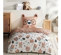 Lāča 2 daļu gultasveļas komplekts - 135 x 200 cm sega un 80 x 80 cm spilvendrāna ar ausīm - bērnu gultasveļa brūna ar lāci - 100% kokvilna ar rāvējslēdzējiem - Renforcé kvalitāte, Oeko-Tex