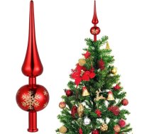 Ziemassvētku eglīte Topper Ziemassvētku eglīte Finials Vecā stila Finial Ziemassvētku eglīte Topper Glitter Tree Topper zvaigzne Ziemassvētku eglīte Ornaments iekštelpu puse Mājas apdare Sarkans