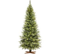 FAIRYTREES Mākslīgā Ziemassvētku eglīte, 180 cm, Nordmann egles zīmuliņš, augstākās kvalitātes Ziemassvētku eglīte, koka statīvs, ražots ES, mākslīgā Ziemassvētku eglīte ar reālistiskiem iesmidzinātiem elementiem