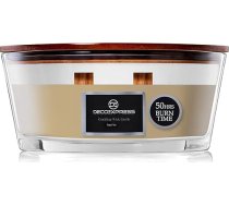 DECO EXPRESS aromātiskā svece stiklā ar 2 kvēlošām daktiņām, elegantas aromātiskās sveces, līdz 50 stundām ilgs degšanas laiks, dāvanu ideja (kamīns)