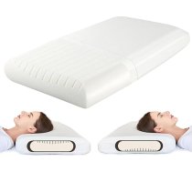 Ortopēdiskais atmiņas putu spilvens 70 x 42 x 10 cm, kakla atbalsta spilvens sānu gulētājiem, 2-in-1, vidēji ciets un mīksts, divpusējs ergonomisks spilvens ar noņemamu pārvalku, Oeko-Tex sertificēts, balts
