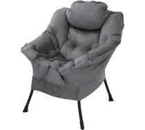 ML-Design Relaxing Chair, Anthracite, Living Room Chair with Armrests and Side Pocket, TV Chair Pillow, Lounge Chair with Steel Frame and Black Legs, Ergonomic Reading Chair, Padded Reading Chair