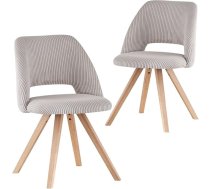 B&D home Vicky Dining Room Chairs Set of 2 - Upholstered Chairs Made of Corduroy Fabric, Anthracite, Ergonomic Seat Shell, Natural Wooden Legs, Modern Country House Design for Kitchen, Dining Room