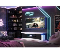 trendteam smart living - Level Up - TV Cabinet - White/Black - Gaming Lowboard Suitable for e.g. PlayStation 5 - (W x H x D) 180 x 52 x 42 cm - With Concealed Grip Recesses and Softclose Doors