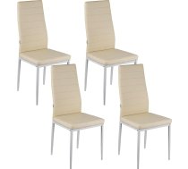 Baroni Home Dining Room Chairs, Set of 4, Upholstered Chairs with High Backrest and Ergonomic Seat, Elegant and Modern Dining Table Chairs Made of Faux Leather with Steel Frame, 40 x 48 x 96 cm, Beige
