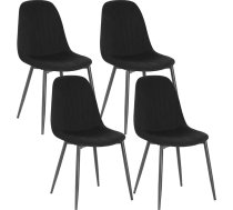 Lestarain Dining Room Chairs Set of 4 for Bedroom Kitchen Living Room Ergonomic Design Kitchen Chairs with Velvet Cover Metal Legs Black
