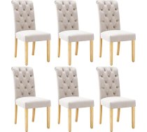 Merax Dining Room Chairs, Set of 6, Modern Upholstered Chairs with High Backrest, Comfortable Velvet Living Room Chair, Ergonomic Chair with Oak Legs, for Living Room, Bedroom, Brown and Wood Colour