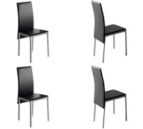 MOMMA HOME - Kitchen chairs set of 4 - Melbourne model - colour black - dimensions 42 x 51 x 97 cm - upholstery made of faux leather - ergonomic and padded backrest - metal structure