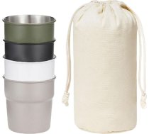 4 x saliekamie kempinga ūdens krūzes 300 ml tējas, kafijas, piena, alus krūzes nerūsējošā tērauda dzēriena krūzes āra ceļojumu krūzes nerūsējošā tērauda pārgājienu dzēriena krūzes