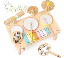 OATHX 9-in-1 bērnu koka bungu komplekts – mūzikas instrumenti bērniem no 1 gada vecuma, Montessori rotaļlieta zēniem un meitenēm vecumā no 1 līdz 6 gadiem